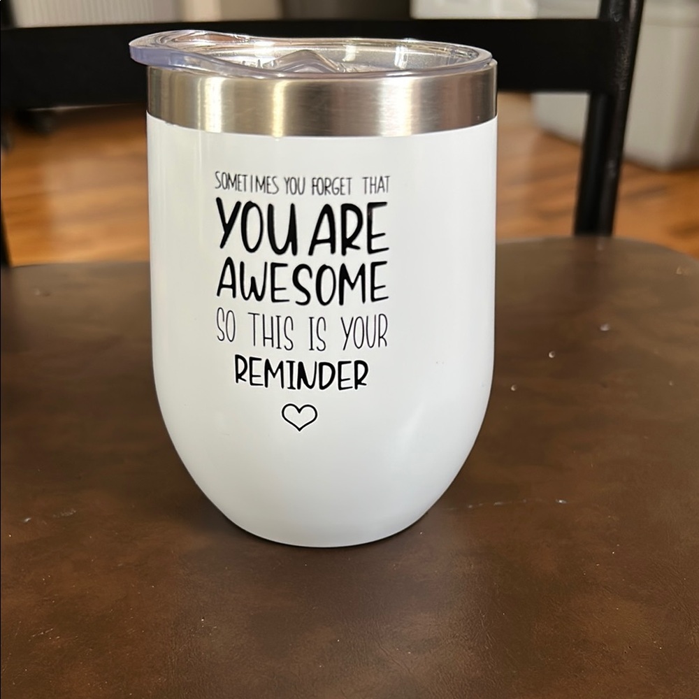 Inspirational White Tumbler with Lid
